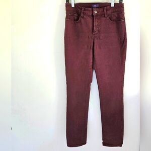 NYDJ burgundy slim straight jeans